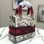Dior Women Medium Lady D-Lite Dioramour Bag Latte Multicolor Graffiti Embroidery - Image 6