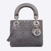 Dior Women Mini Lady Dior Bag Cannage Satin with Rhinestones-Grey