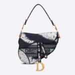 Sac Saddle Dior Femme Bleu Cravate Multicolore & Broderie Dior