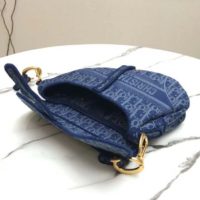 Dior Women Saddle Bag Denim Blue Dior Oblique-Embroidered Canvas