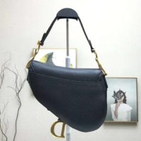 Dior Women Saddle Bag in Black Embossed Grained Calfskin