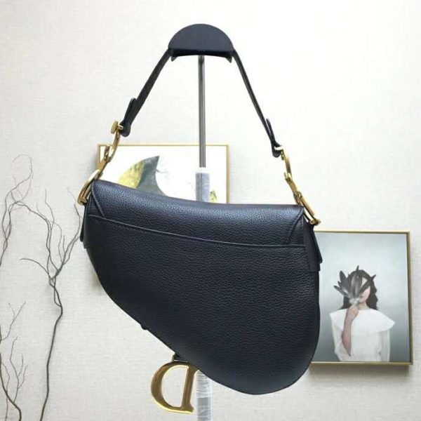 Dior Women Saddle Bag in Black Embossed Grained Calfskin (4)