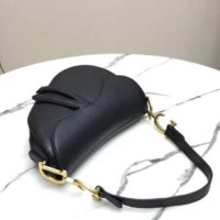 Dior Women Saddle Bag in Black Embossed Grained Calfskin