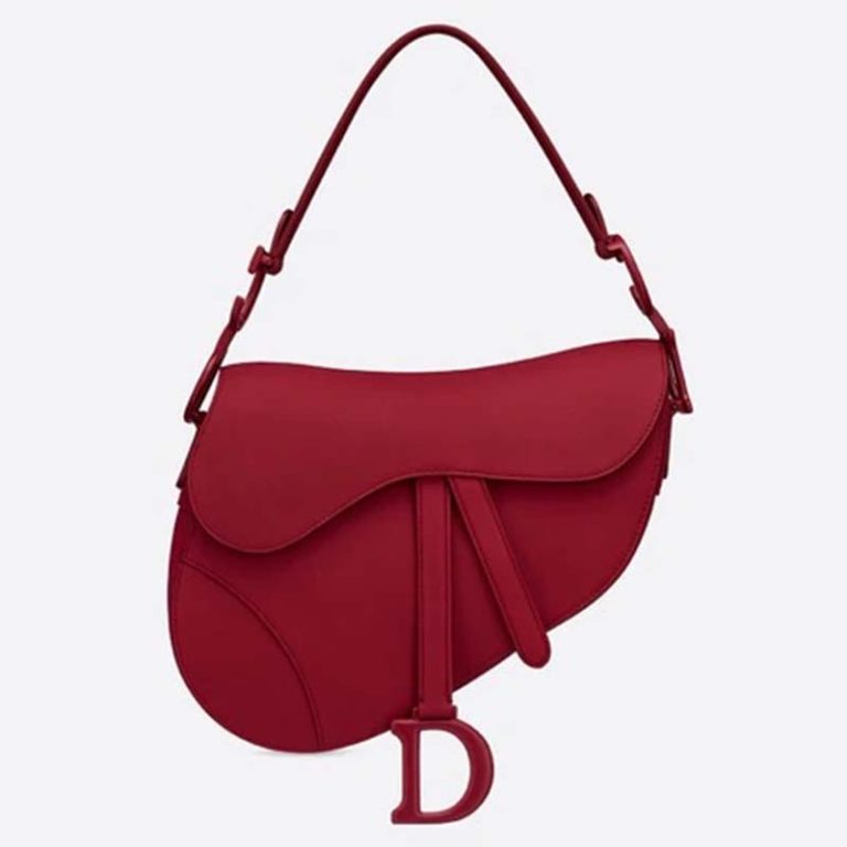 Dior Women Saddle Bag in Cherry Red Ultramatte Calfskin LULUX
