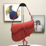 Dior Women Saddle Bag in Cherry Red Ultramatte Calfskin - Image 2