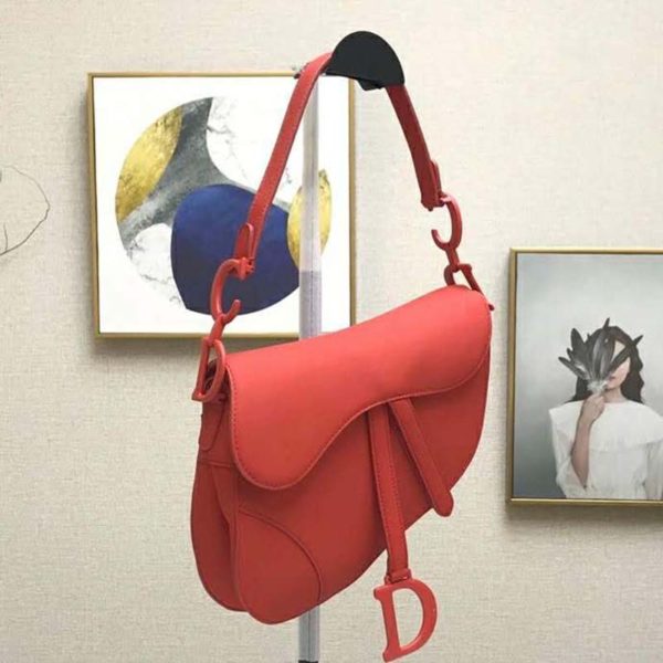 Dior Women Saddle Bag in Cherry Red Ultramatte Calfskin (3)