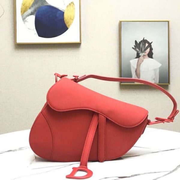 Dior Women Saddle Bag in Cherry Red Ultramatte Calfskin (5)