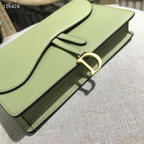 Dior Women Saddle Nano Pouch Gray Stone Ultramatte Calfskin-Green (6)