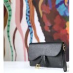 Dior Women Saddle Pouch Large Wallet On Chain Clutch Black Grained Calfskin – Image 3
