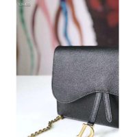 Dior Women Saddle Pouch Large Wallet On Chain Clutch Black Grained Calfskin