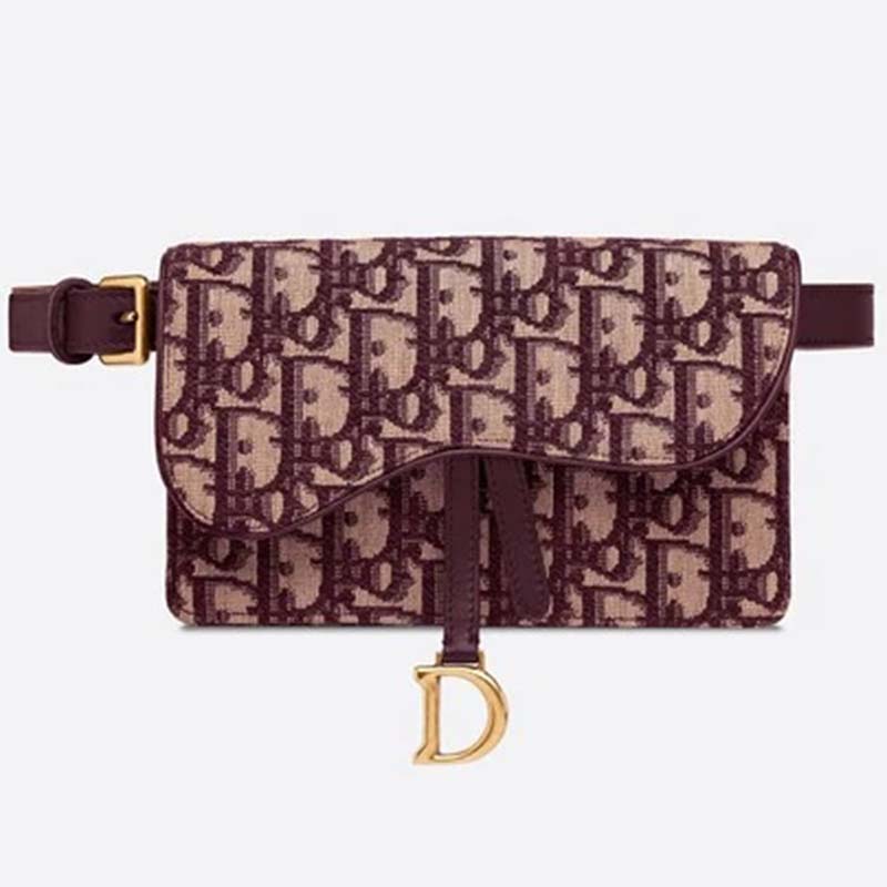 Dior Women Saddle Pouch Red Dior Oblique Jacquard - LULUX