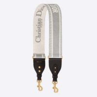 Dior Women Shoulder Strap ‘Christian Dior’ Multicolor Embroidery Black Calfskin-Pink