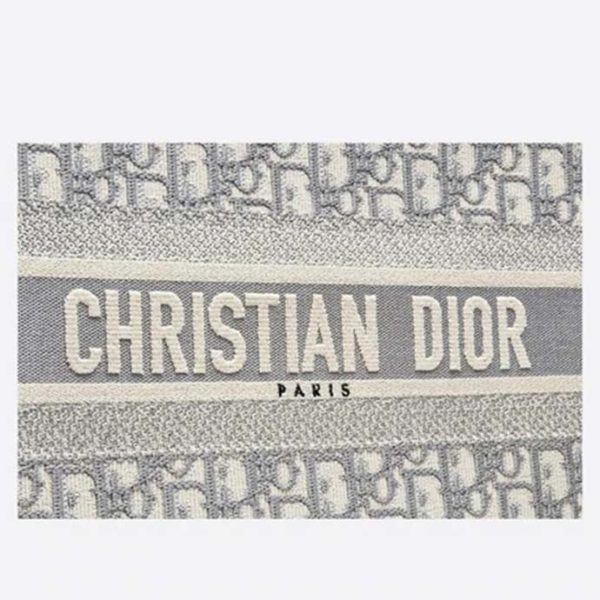 Dior Women Small Dior Book Tote Gray Dior Oblique Embroidery (16)