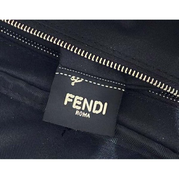 Fendi Men Belt Bag Brown Fabric FF Motif Black Leather (14)