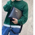 Fendi Men Slim Messenger Textured Brown Fabric Bag FF Motif – Bild 9