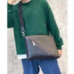 Fendi Men Slim Messenger Textured Brown Fabric Bag FF Motif – Bild 10