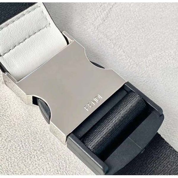Fendi Unisex Belt Bag White Canvas Belt Bag Adjustable Belt (13)
