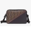 Fendi Unisex Camera Case Compact Shoulder Brown Fabric Bag FF Motif