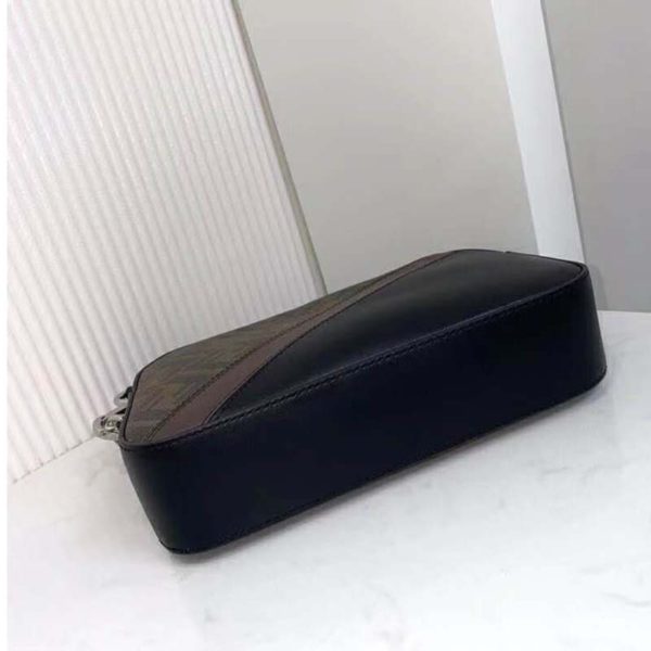 Fendi Unisex Camera Case Compact Shoulder Brown Fabric Bag FF Motif (10)