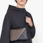 Fendi Unisex Camera Case Compact Shoulder Brown Fabric Bag FF Motif - immagine 7