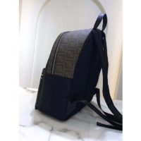 Fendi Unisex Large Backpack Front Pocket Black Nylon Backpack FF Motif