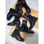 Fendi Women Ankle Boots Black Leather Biker Boots Calfskin Leather – Image 6