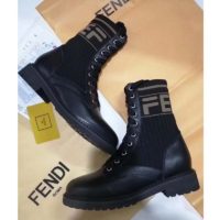 Fendi Women Ankle Boots Black Leather Biker Boots Calfskin Leather