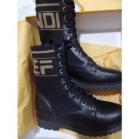 Fendi Women Ankle Boots Black Leather Biker Boots Calfskin Leather