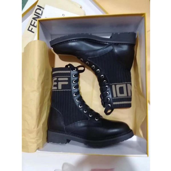 Fendi Women Ankle Boots Black Leather Biker Boots Calfskin Leather (5)