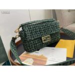 Fendi Women Baguette Bag Medium Size Jacquard Fabric Interlace Bag – Bild 3