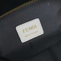 Fendi Women By The Way Medium White Leather Printed Boston Bag