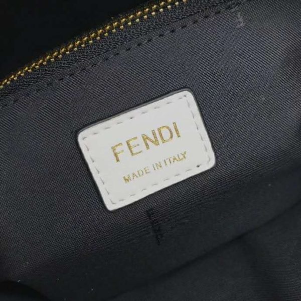 Fendi Women By The Way Medium White Leather Printed Boston Bag (11)