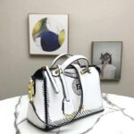 Fendi Women By The Way Medium White Leather Printed Boston Bag – Image 6