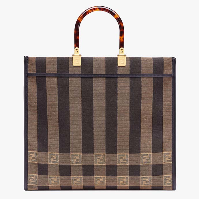 Fendi Women Fendi Sunshine Large Shopper Bag Brown Jacquard Fabric - LULUX