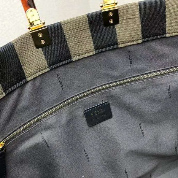 Fendi Women Fendi Sunshine Large Shopper Bag Brown Jacquard Fabric (15)