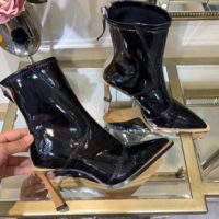 Fendi Women Glossy Black Neoprene Ankle Boots FFrame Pointed-Toe