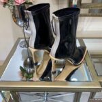 Fendi Women Glossy Black Neoprene Ankle Boots FFrame Pointed-Toe - Bild 5