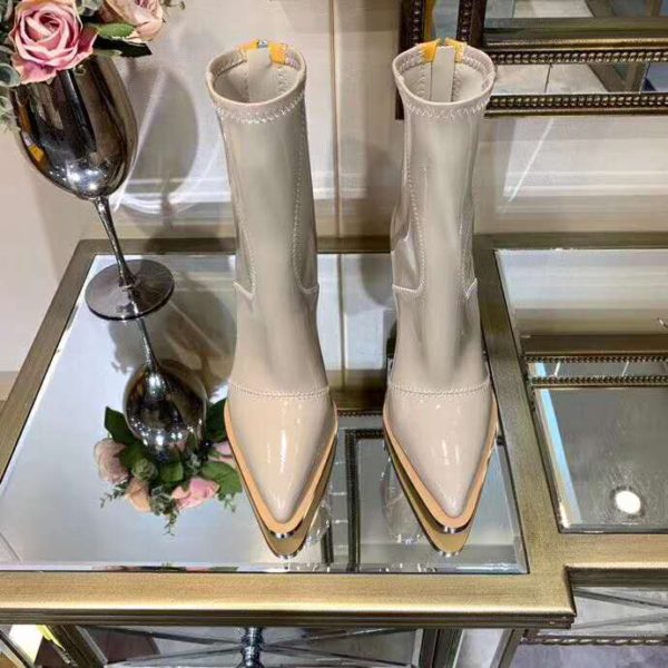 Fendi Women Glossy Gray Neoprene Ankle Boots FFrame Pointed-Toe (7)