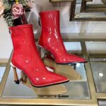 Fendi Women Glossy Red Neoprene Ankle Boots FFrame Pointed-Toe - Image 3