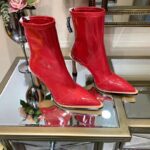 Fendi Women Glossy Red Neoprene Ankle Boots FFrame Pointed-Toe - Image 4