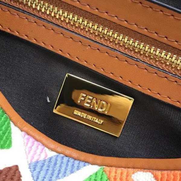 Fendi Women Iconic Baguette Medium Size FF Beige Canvas Bag (10)
