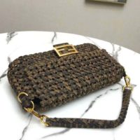 Fendi Women Iconic Baguette Medium Size Jacquard Fabric Interlace Bag