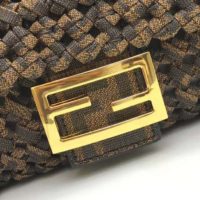 Fendi Women Iconic Baguette Medium Size Jacquard Fabric Interlace Bag