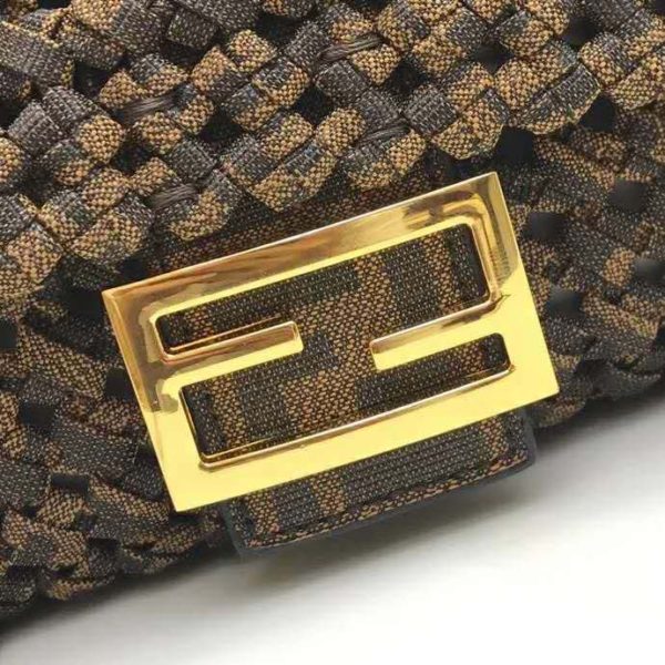Fendi Women Iconic Baguette Medium Size Jacquard Fabric Interlace Bag (9)