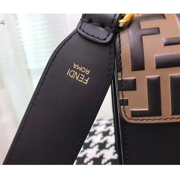 Fendi Women Kan U Black Leather Bag Calf Leather FF (8)