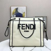 Fendi Women Large Fendi Roma Shopper Undyed Canvas Shopper Bag