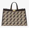 Fendi Women Large Peekaboo X-Tote Bag Black FF Raffia Bag