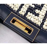 Fendi Women Large Peekaboo X-Tote Bag Black FF Raffia Bag