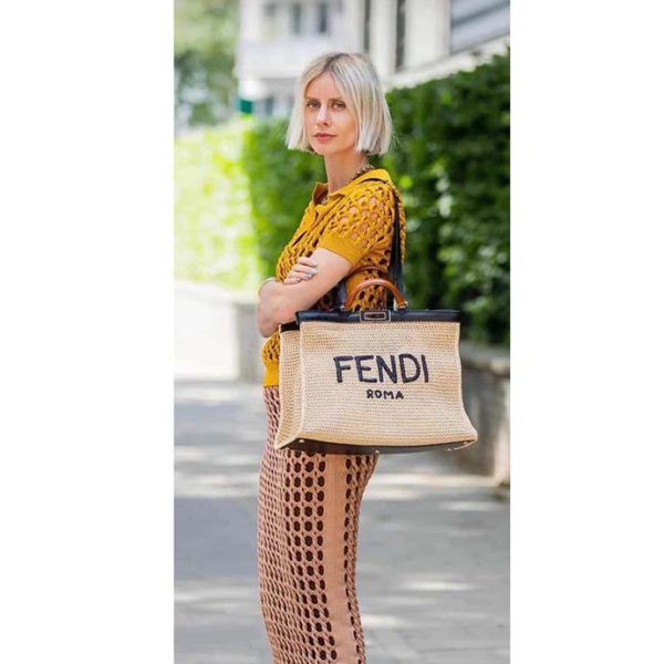 Fendi Women Medium Peekaboo X-Tote Natural Raffia Bag FENDI ROMA (16)