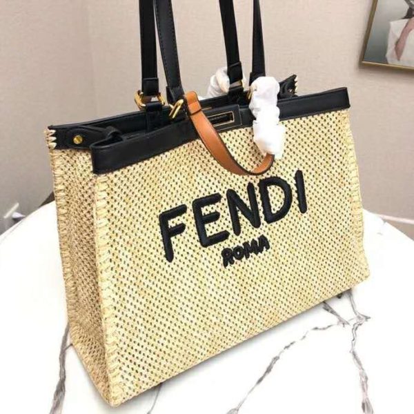 Fendi Women Medium Peekaboo X-Tote Natural Raffia Bag FENDI ROMA (7)